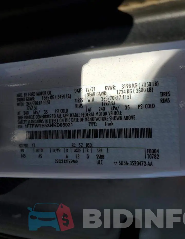 1FTFW1E5XNKD05021 Photo# 12