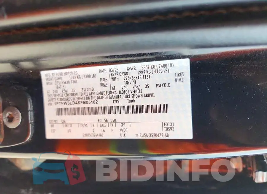 1FTFW3LD4SFB05102 Photo# 12