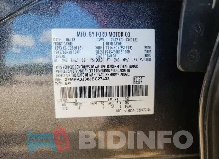 2FMPK3J88JBC27432 Photo# 13