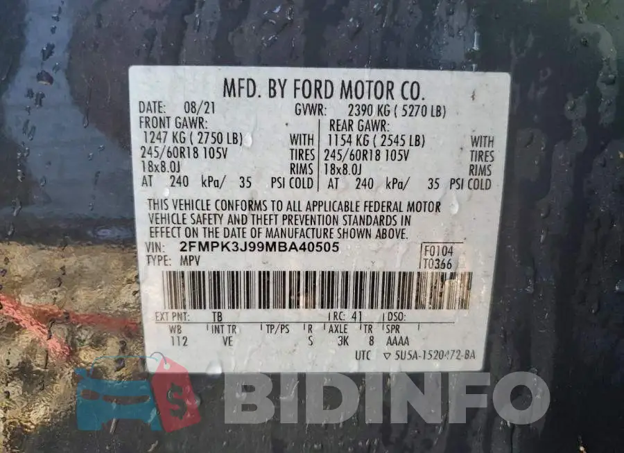 2FMPK3J99MBA40505 Photo# 13