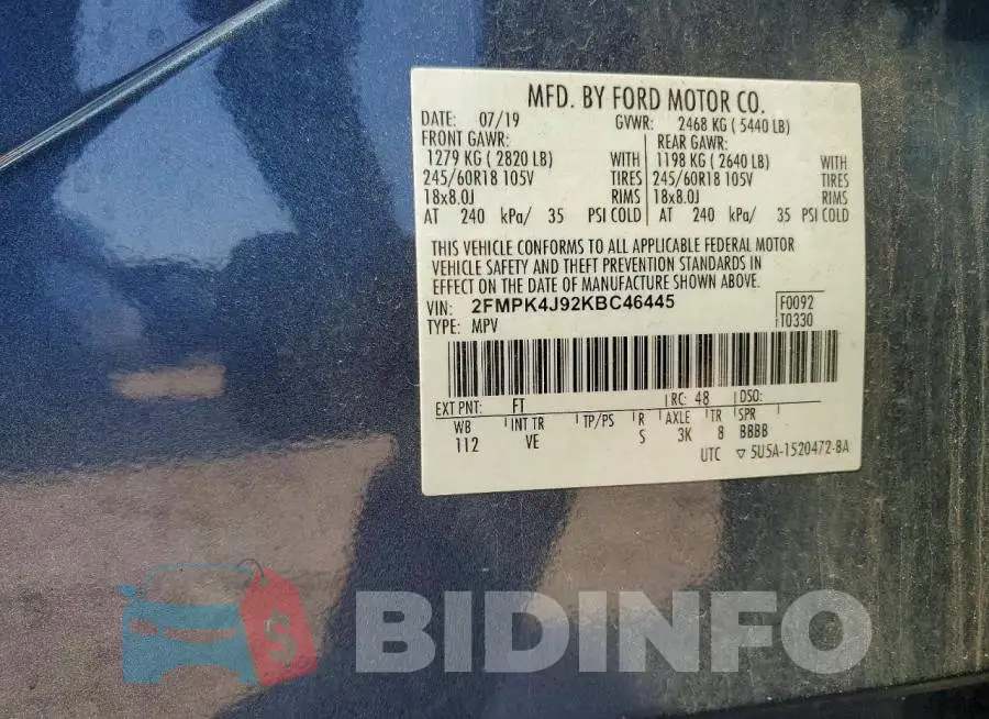 2FMPK4J92KBC46445 Photo# 13