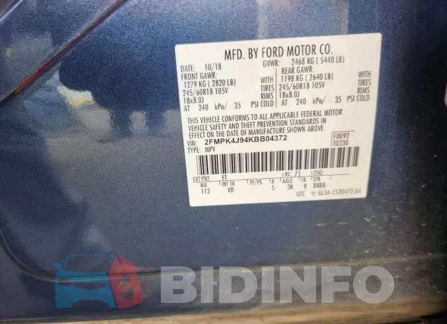 2FMPK4J94KBB04372 Photo# 13