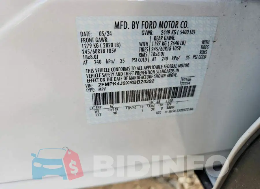 2FMPK4J9XRBB20392 Photo# 12