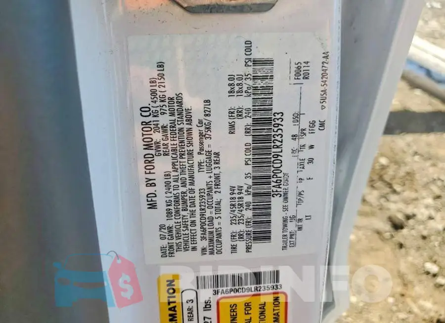 3FA6P0CD9LR235933 Photo# 12