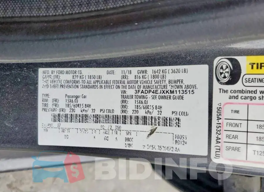 3FADP4EJXKM113515 Photo# 13