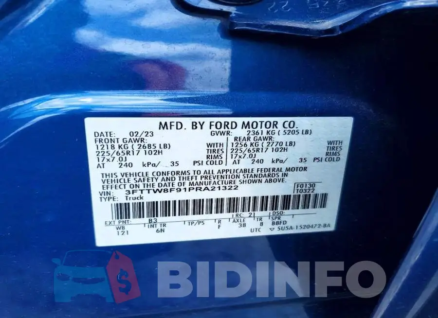3FTTW8F91PRA21322 Photo# 12