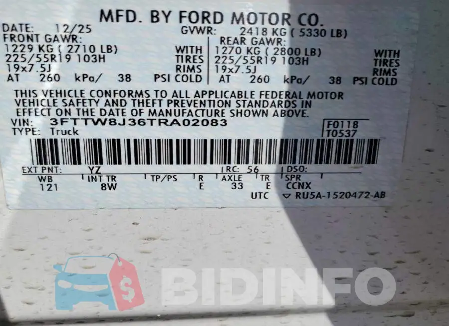 3FTTW8J36TRA02083 Photo# 13