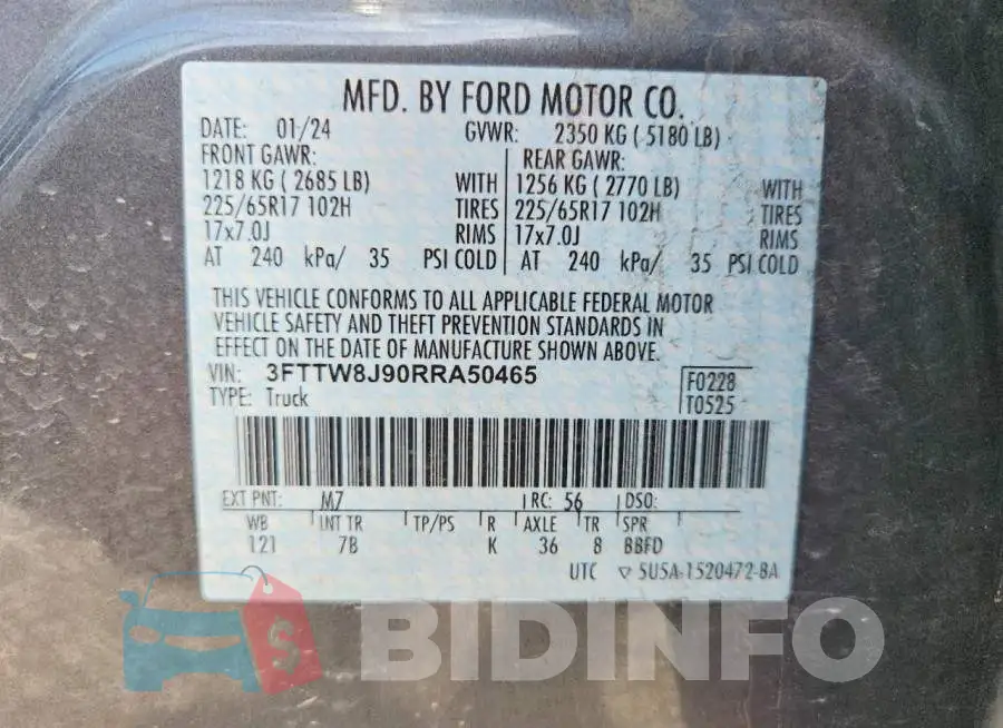 3FTTW8J90RRA50465 Photo# 12