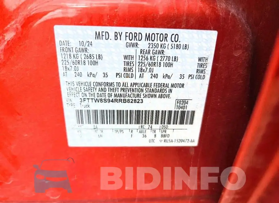 3FTTW8S94RRB82823 Photo# 12