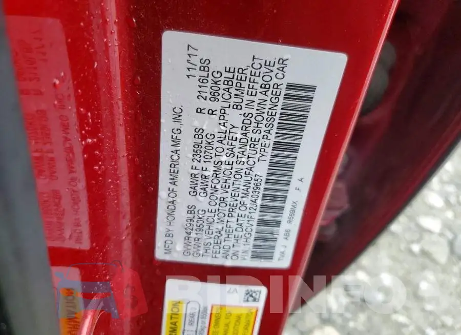 1HGCV1F12JA039657 Photo# 12
