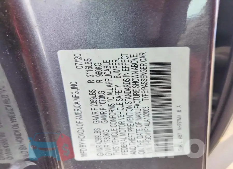 1HGCV1F14LA102003 Photo# 12
