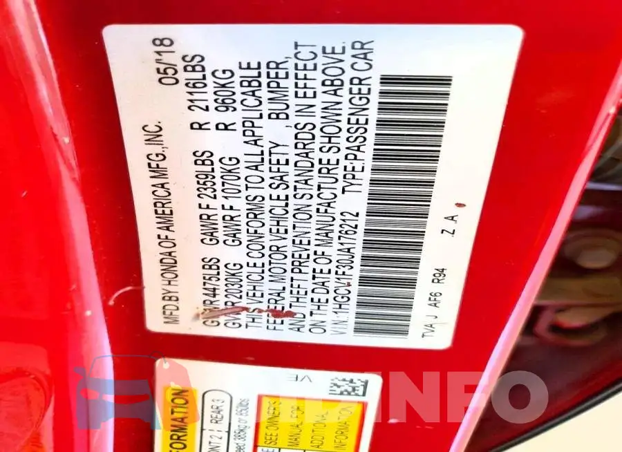 1HGCV1F30JA176212 Photo# 13