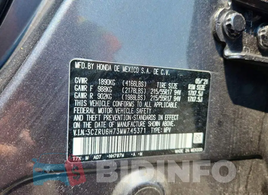 3CZRU6H73MM745371 Photo# 12