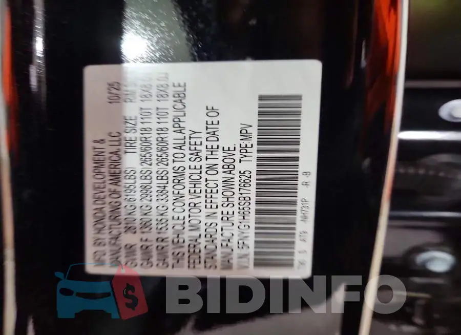 5FNYG1H65SB176625 Photo# 14