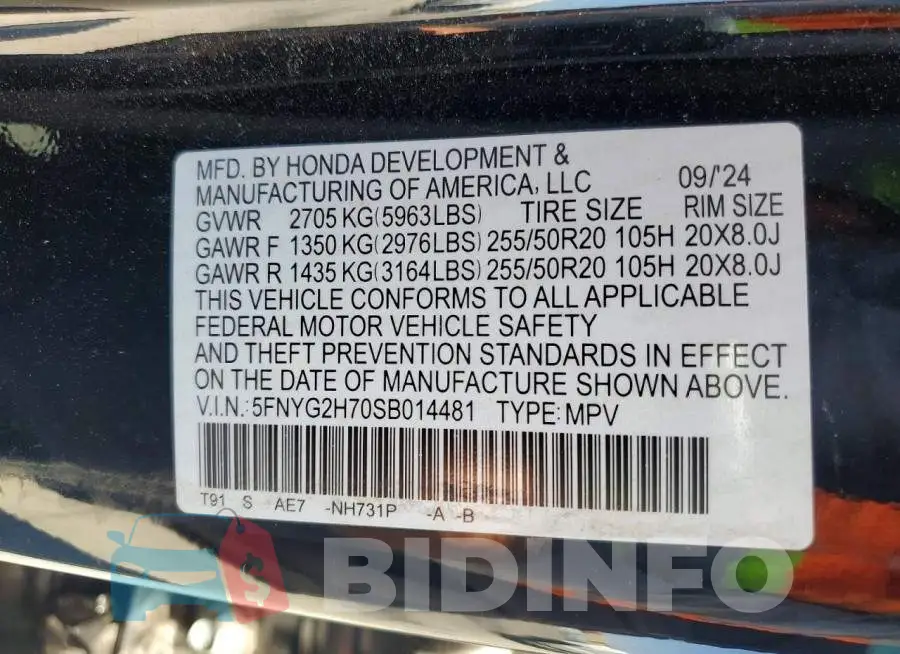 5FNYG2H70SB014481 Photo# 12