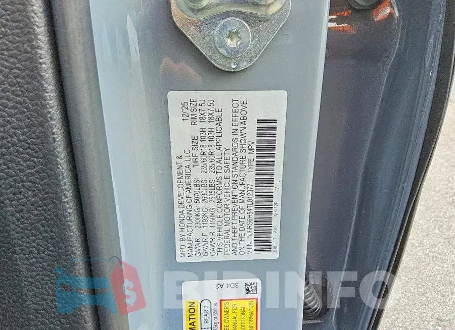 5J6RS6H54TL012377 Photo# 13
