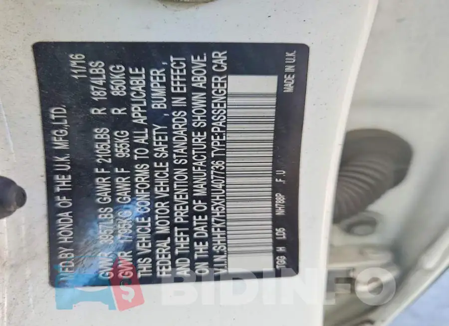 SHHFK7H5XHU407736 Photo# 12