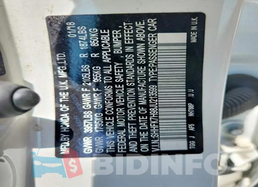 SHHFK7H98JU213599 Photo# 12