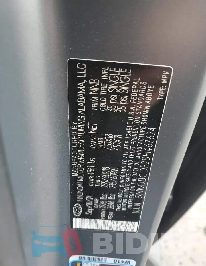 5NMJBCDE2SH467624 Photo# 12