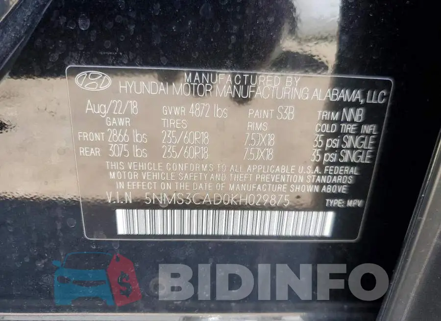 5NMS3CAD0KH029875 Photo# 14
