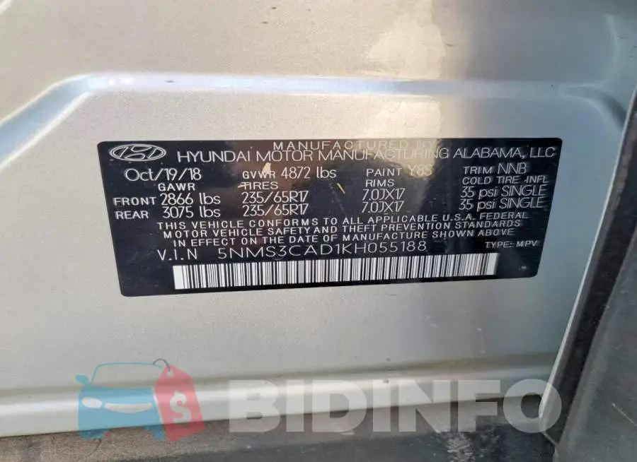 5NMS3CAD1KH055188 Photo# 13