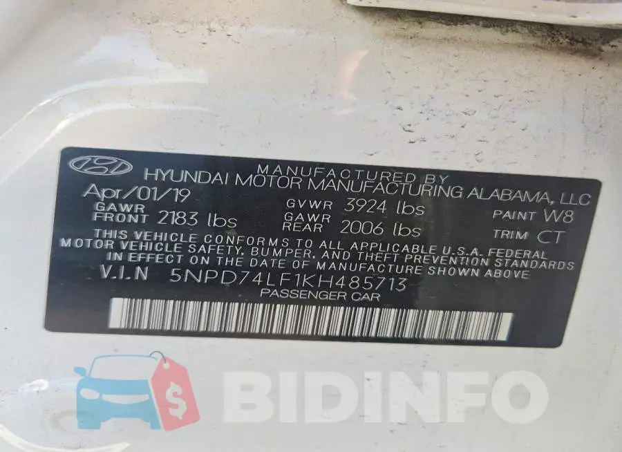 5NPD74LF1KH485713 Photo# 12