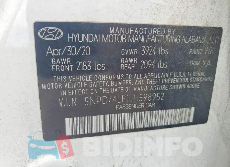 5NPD74LF1LH598952 Photo# 12