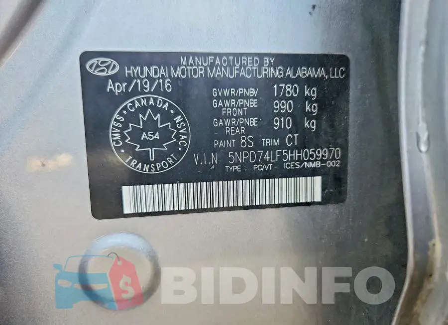 5NPD74LF5HH059970 Photo# 13