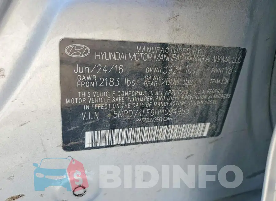 5NPD74LF6HH094968 Photo# 12