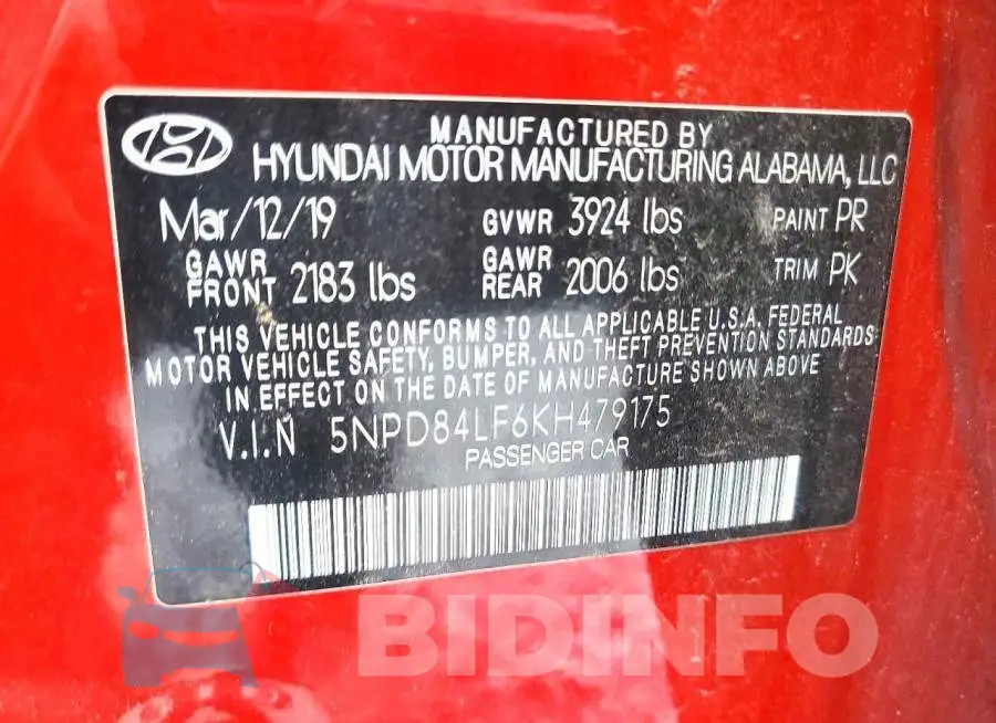 5NPD84LF6KH479175 Photo# 12