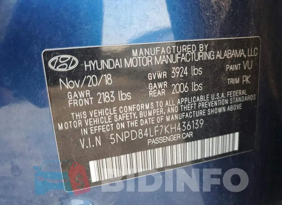 5NPD84LF7KH436139 Photo# 13