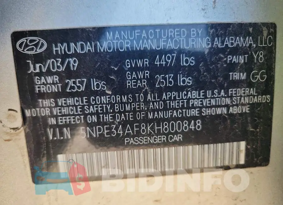5NPE34AF8KH800848 Photo# 12