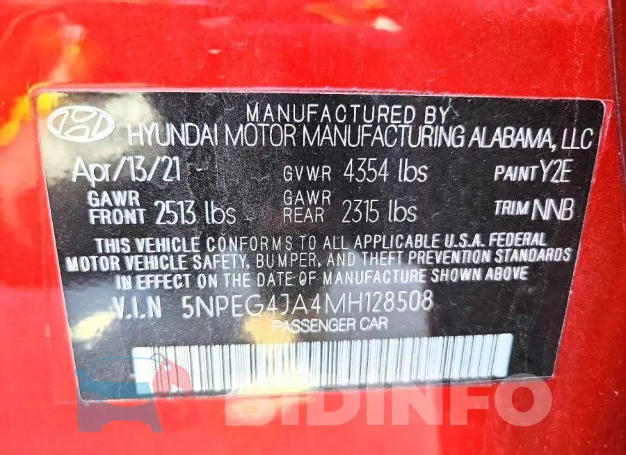 5NPEG4JA4MH128508 Photo# 13