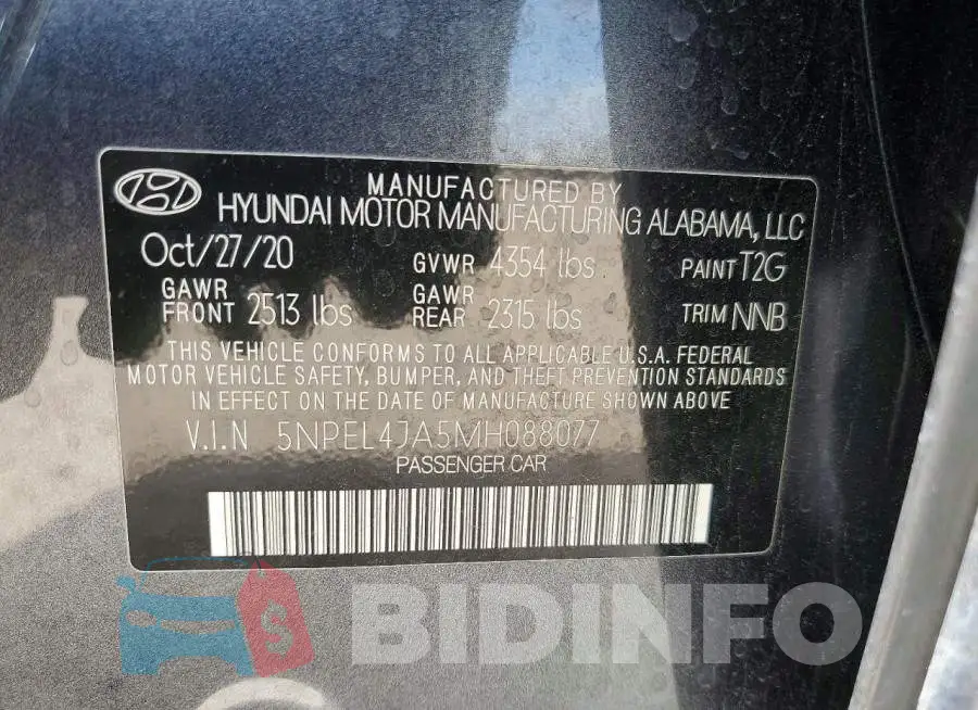 5NPEL4JA5MH088077 Photo# 12