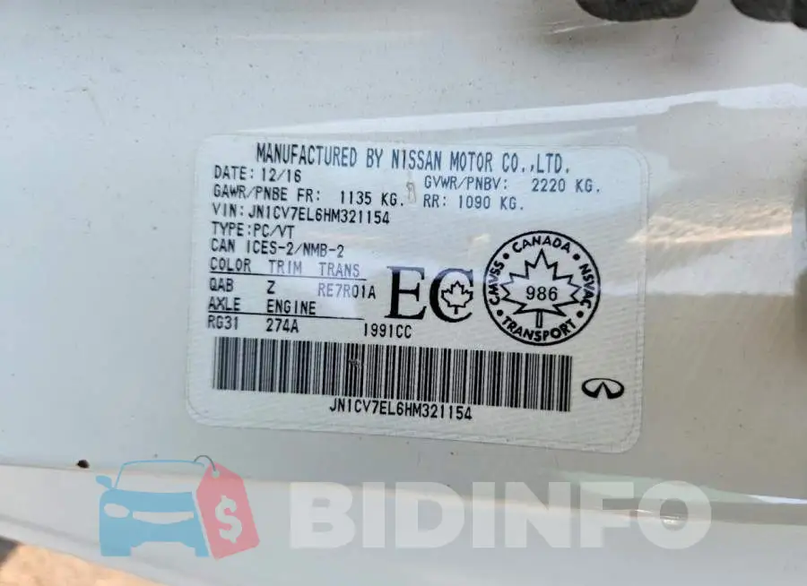 JN1CV7EL6HM321154 Photo# 13