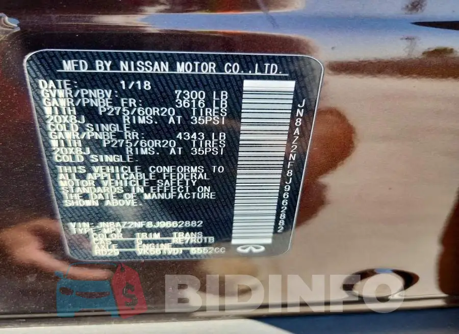 JN8AZ2NF8J9662882 Photo# 13