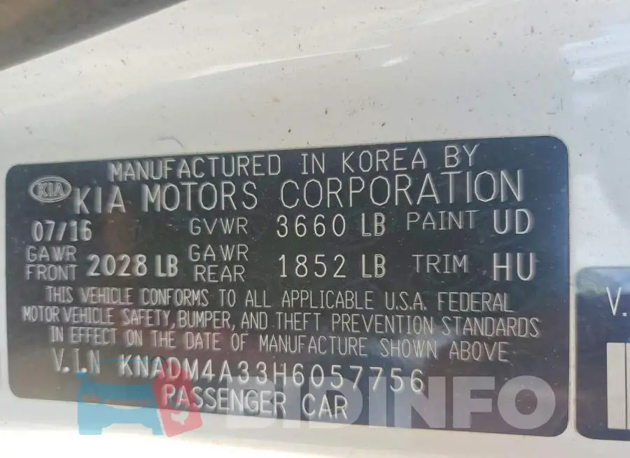 KNADM4A33H6057756 Photo# 13