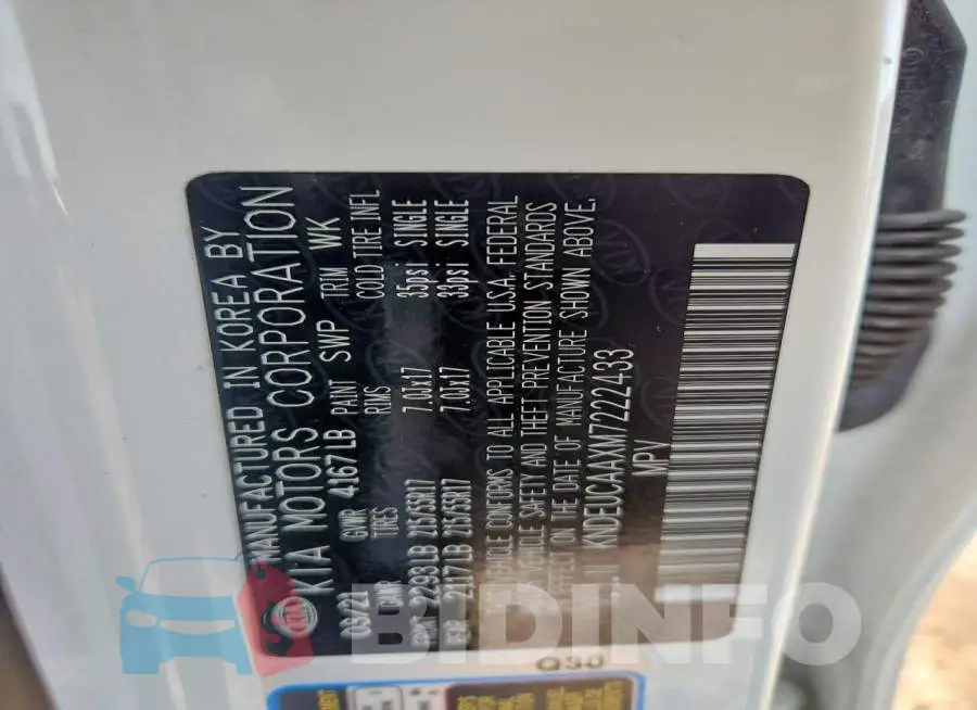 KNDEUCAAXM7222433 Photo# 13