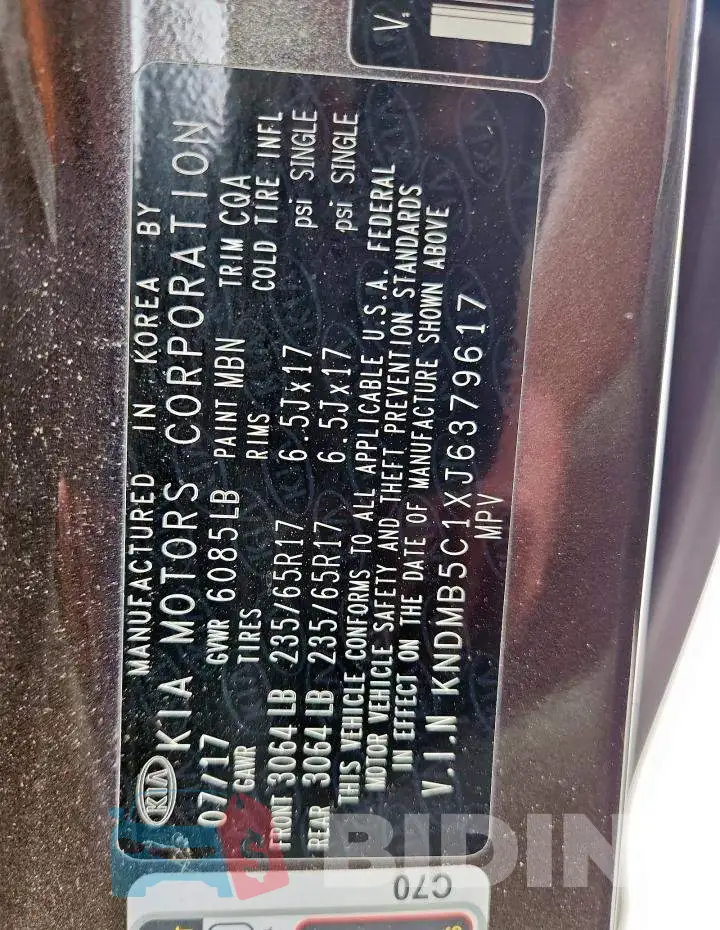 KNDMB5C1XJ6379617 Photo# 14