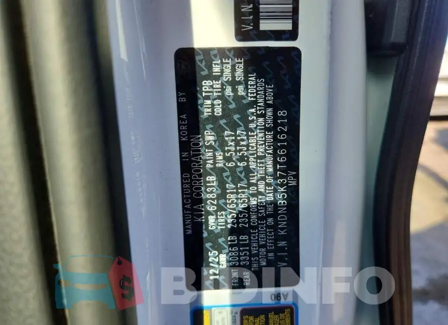 KNDNB5K37T6616218 Photo# 13