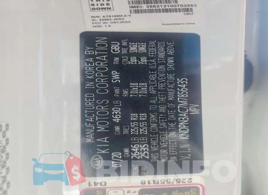 KNDPN3AC7M7856435 Photo# 12
