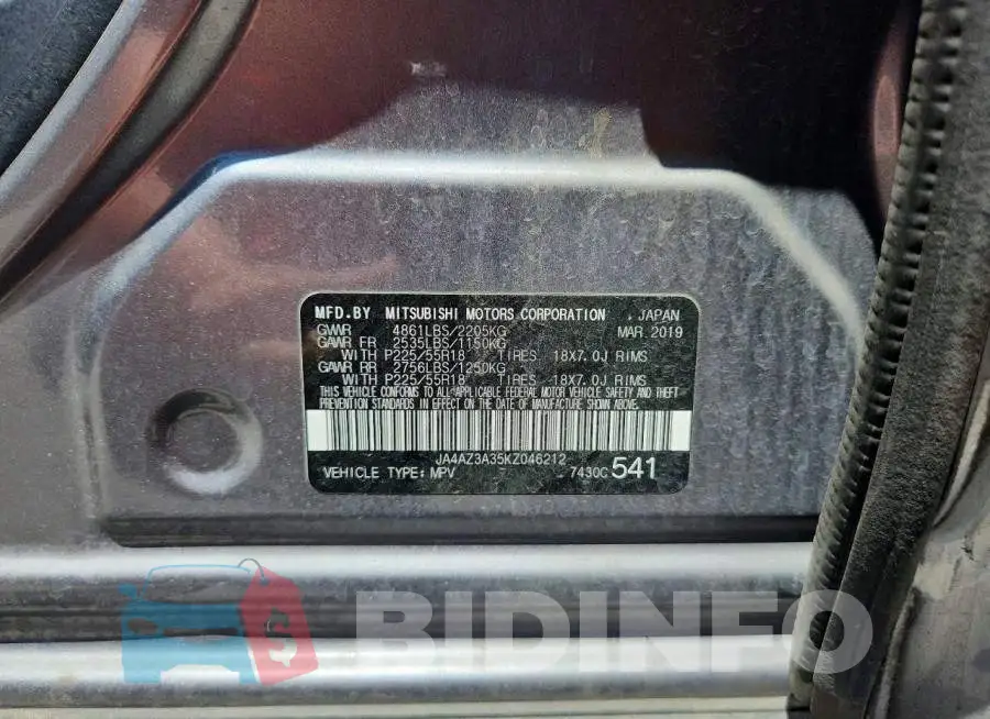 JA4AZ3A35KZ046212 Photo# 12