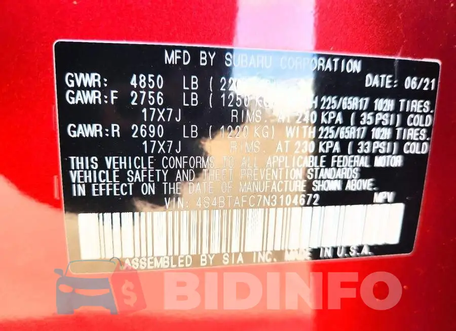 4S4BTAFC7N3104672 Photo# 13