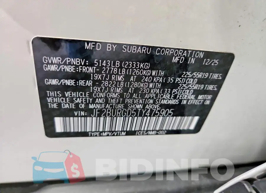 JF2BURGD5TY475905 Photo# 13