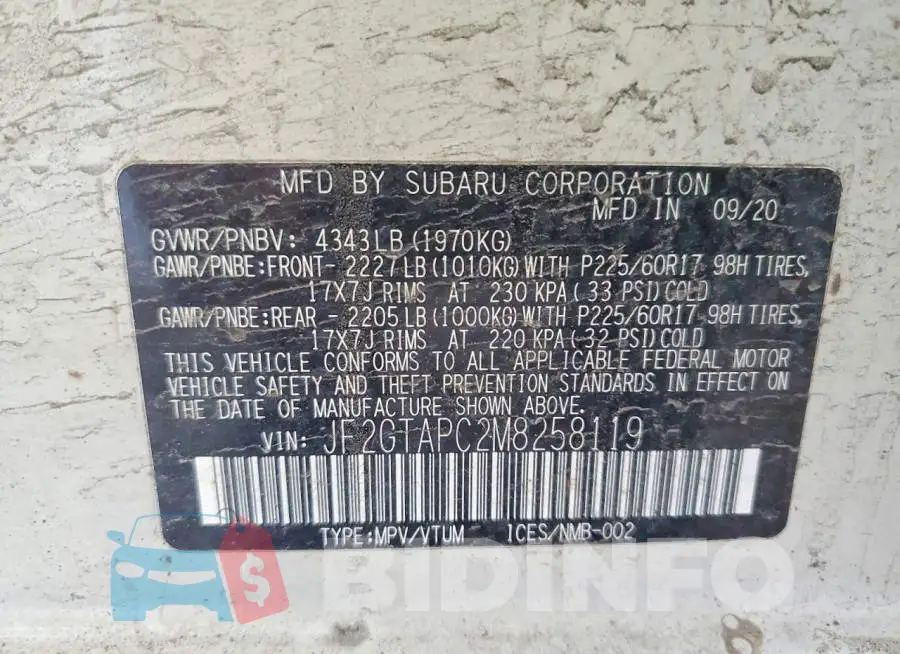 JF2GTAPC2M8258119 Photo# 13
