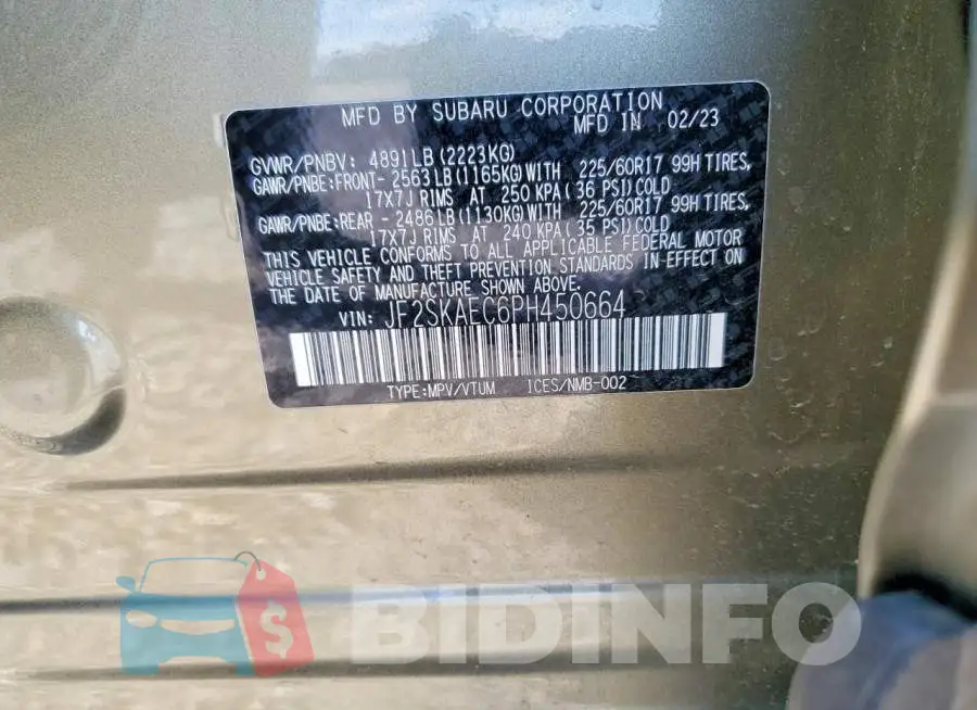JF2SKAEC6PH450664 Photo# 14