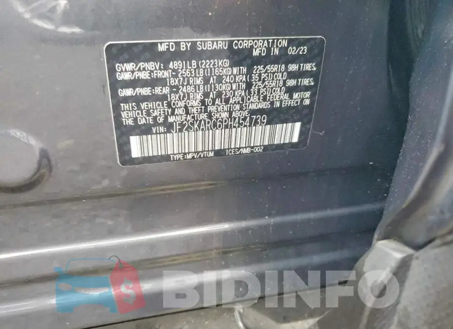 JF2SKARC6PH454739 Photo# 14