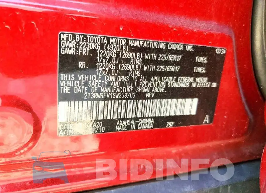 2T3RWRFV1SW258703 Photo# 14