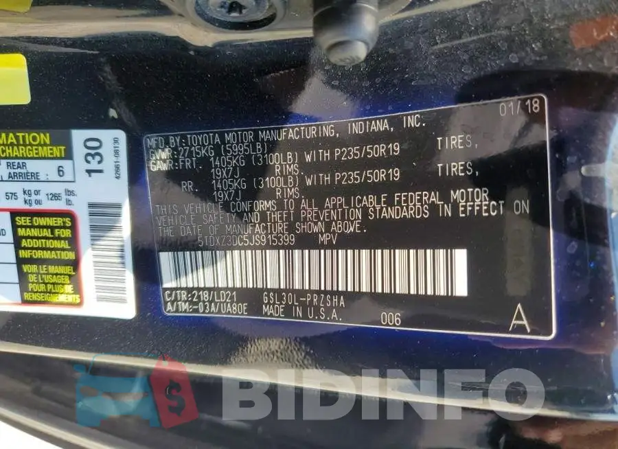 5TDXZ3DC5JS915399 Photo# 13