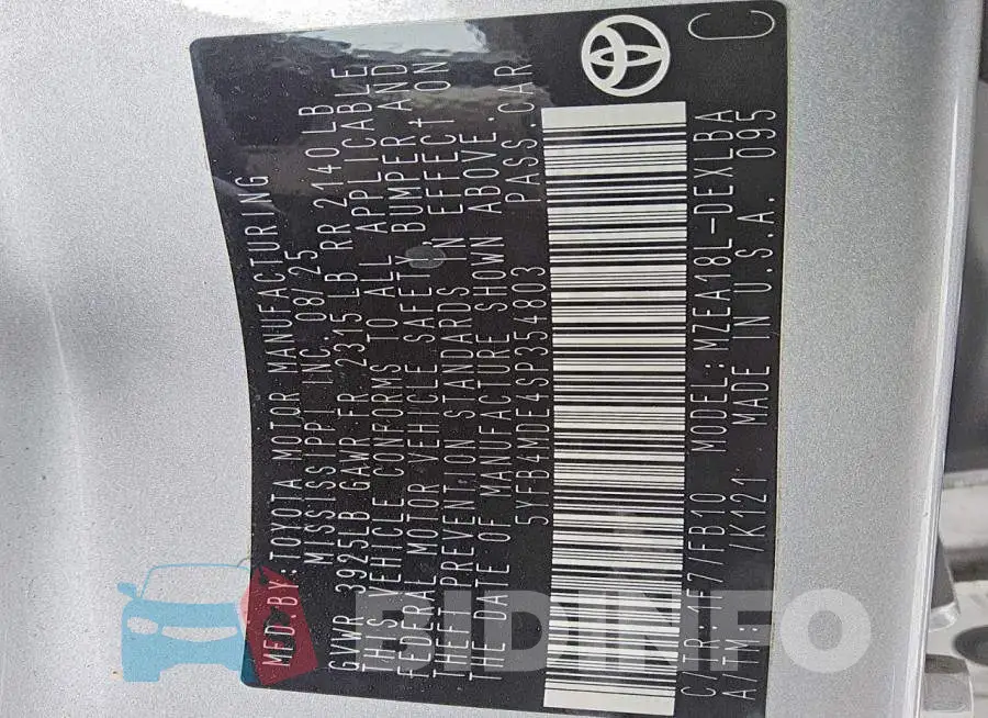 5YFB4MDE4SP354803 Photo# 12